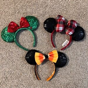 Disney Glittery Mouse Ears Headband Trio